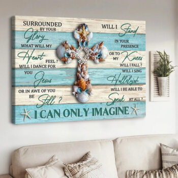 I Can Only Imagine Seashell Cross Christian Canvas Wall Art