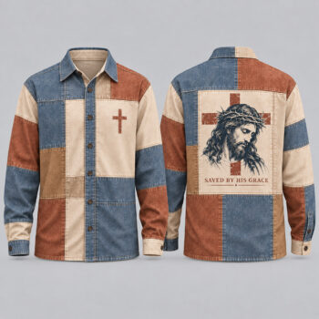 Saved by His Grace Patchwork Shirt
