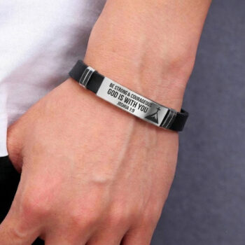 God Is With You – Joshua 1:9 Engraved Silicone Bracelet