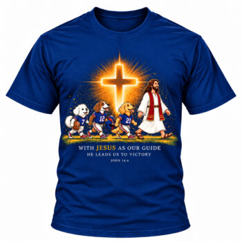 Jesus Victory Royal Blue & Red Football Christian Shirt