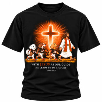 Jesus Victory Brown & Orange Football Christian Shirt