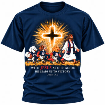 Jesus Victory Navy & Red Football Christian Shirt