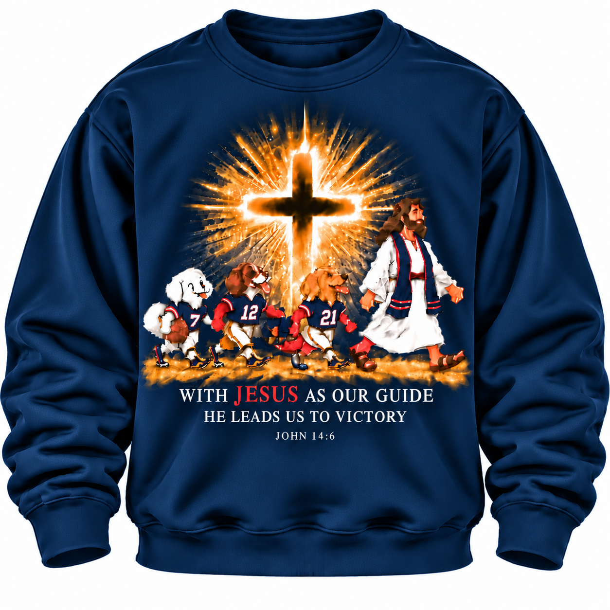 Áo nỉ xanh navy_ Chúa Dẫn Lối Ao ni xanh navy Chua Dan Loi