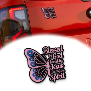 Butterfly Blessed by God Loved by Jesus Car Emblem