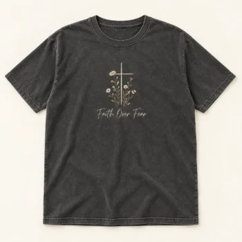 Faith Over Fear Christian T-Shirt – Cross Graphic Tee