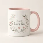 Jesus Loves You Christian Coffee Mug – Heart Design – Design Preview