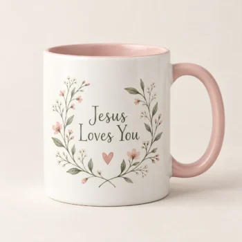 Jesus Loves You Christian Coffee Mug – Heart Design