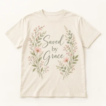 Saved by Grace Christian T-Shirt – Botanical Faith Tee