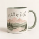 Walk by Faith Christian Coffee Mug – Mountain Design – Design Preview